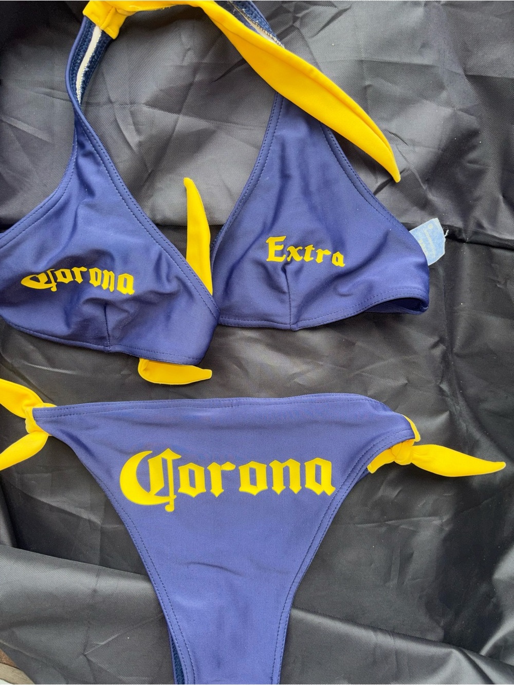 Corona Branded Beer Promo Bikini Navy & Yellow Bikini Set